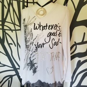 Point Zero graphic sheer blouse NWOT